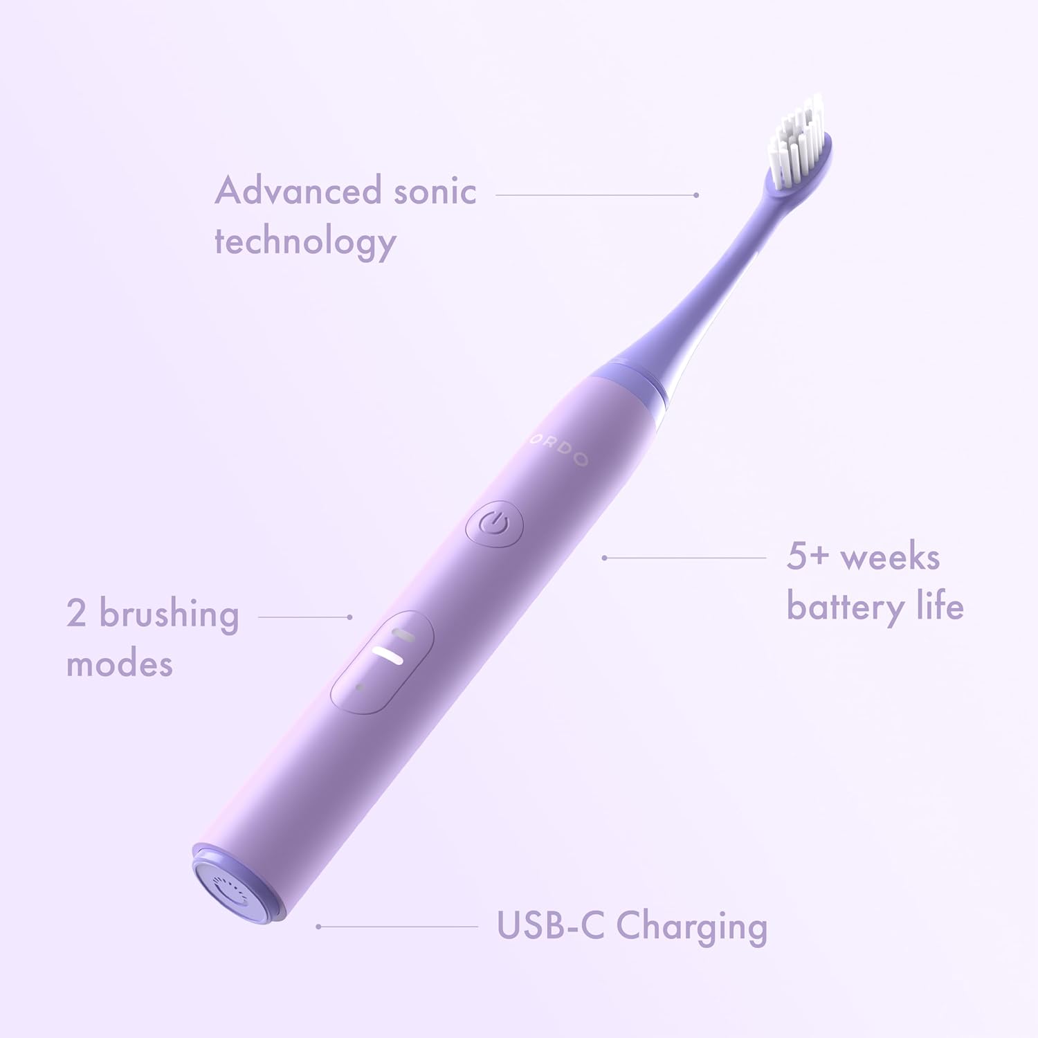 Buy ORDO,ORDO Lite Sonic Toothbrush, Dual Mode Rechargeable Electric Toothbrush Adults, 1 Toothbrush Head, Waterproof, USB-C, Lavender - Gadcet UK | UK | London | Scotland | Wales| Near Me | Cheap | Pay In 3 | Electric Toothbrushes